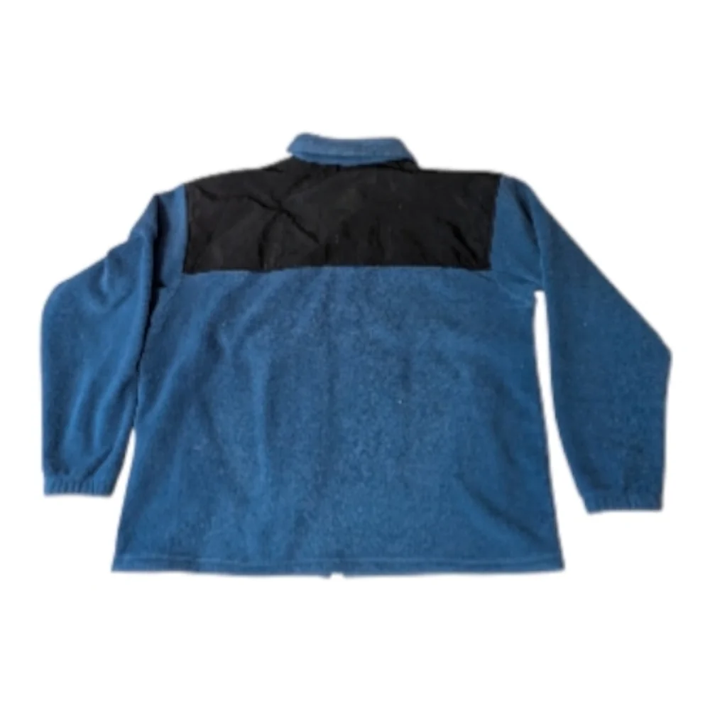 Columbia Blue Colorblock Full Zip Fleece LS Collared Jacket W Pockets Men's XL